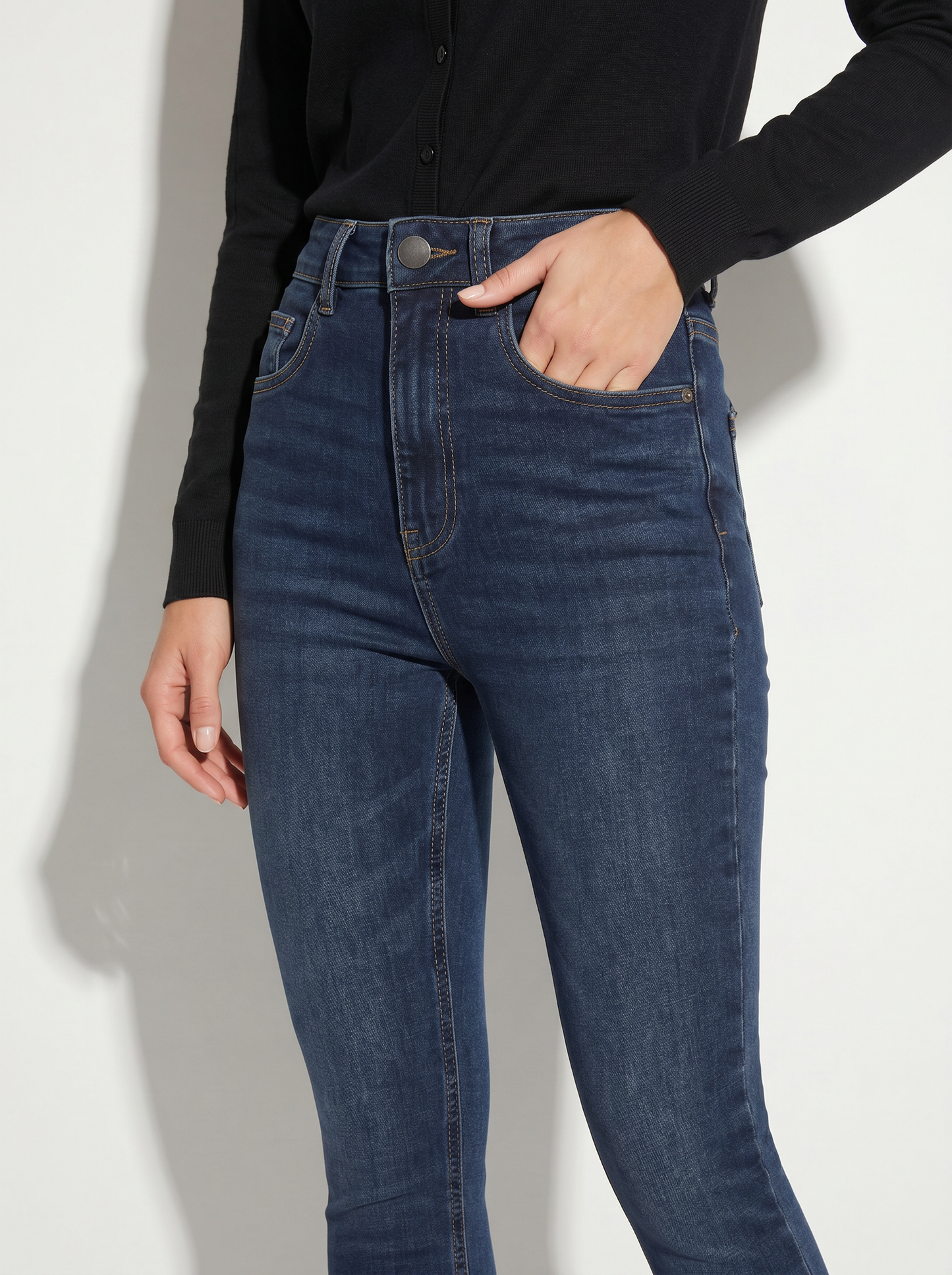 Jeggings super skinny high waist 5 tasche - DENIM SCURO