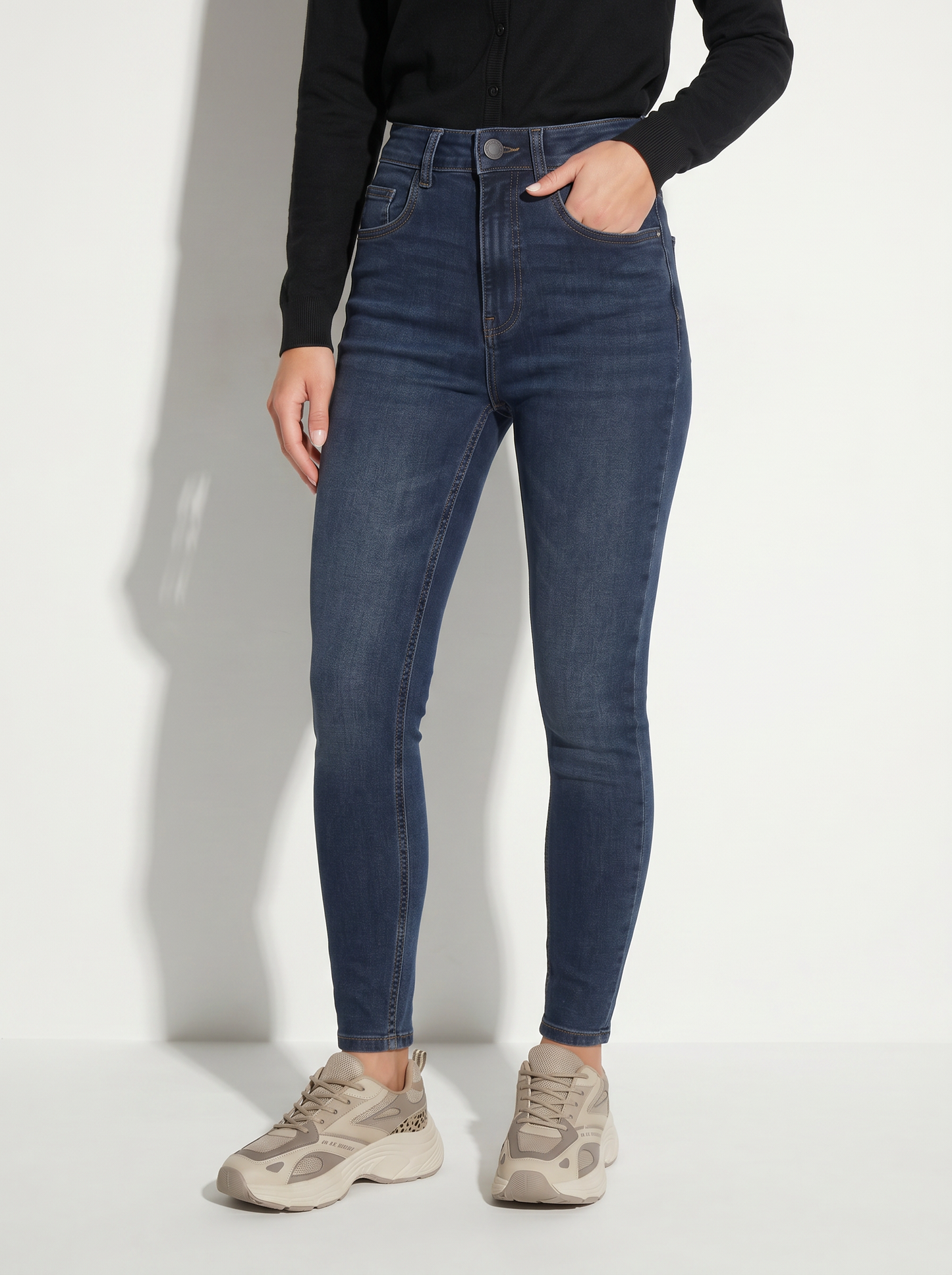 Jeggings super skinny high waist 5 tasche - DENIM SCURO