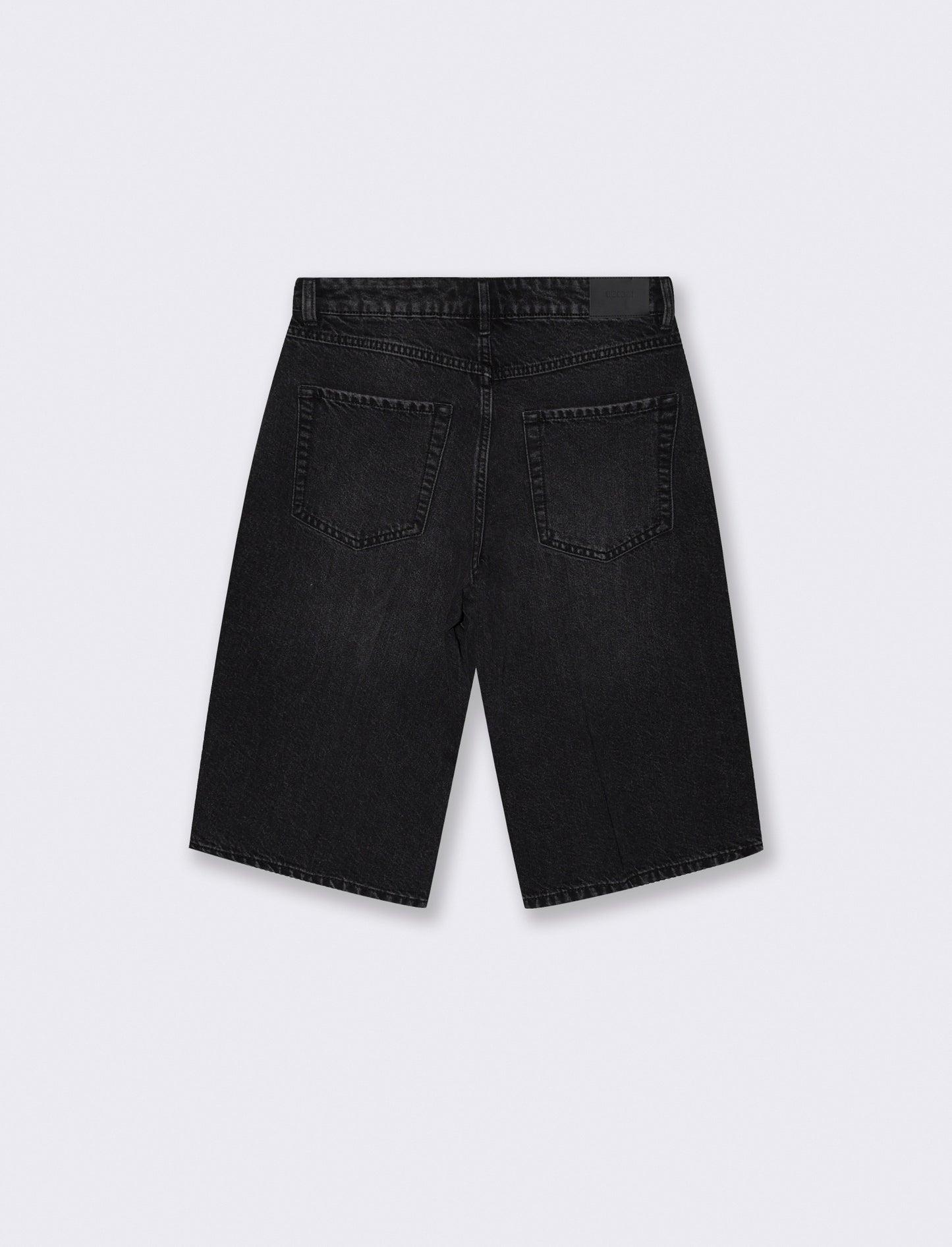 Bermuda denim wide leg vita media - Nero