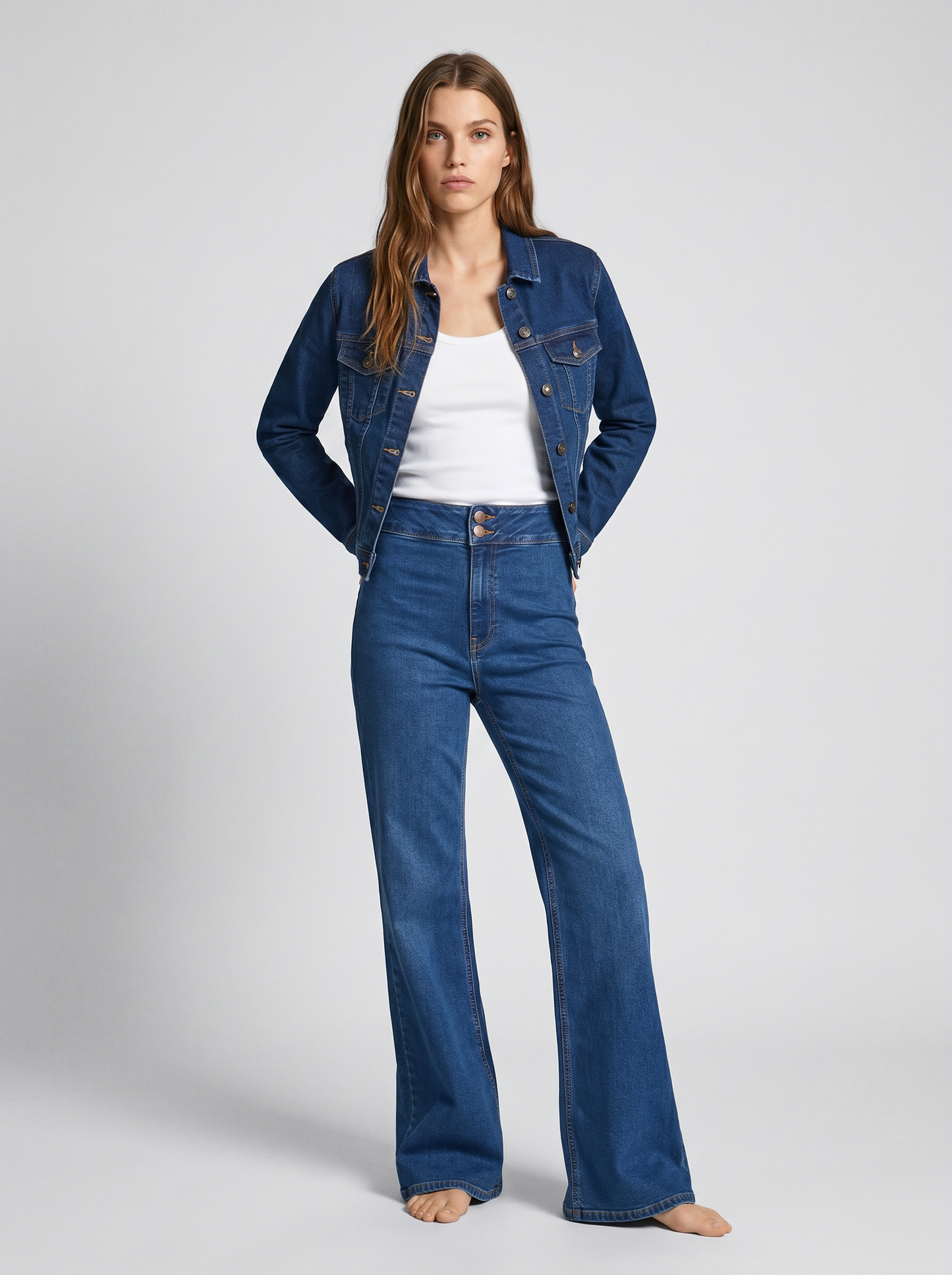 Jeggins bootcut vita alta eleganti - Denim