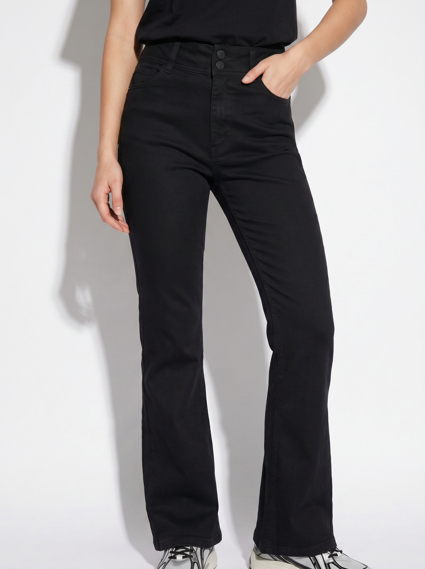 Jeggins bootcut vita alta eleganti - Nero