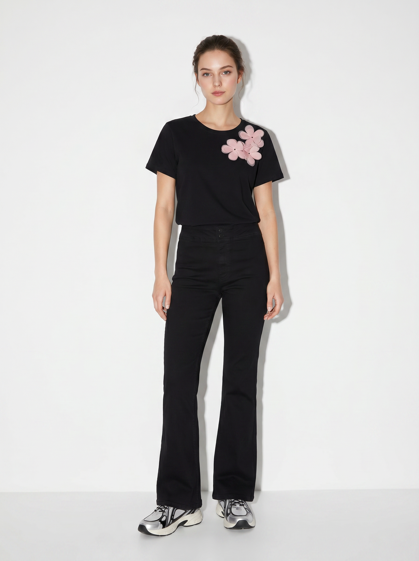 Jeggins bootcut vita alta eleganti - Nero