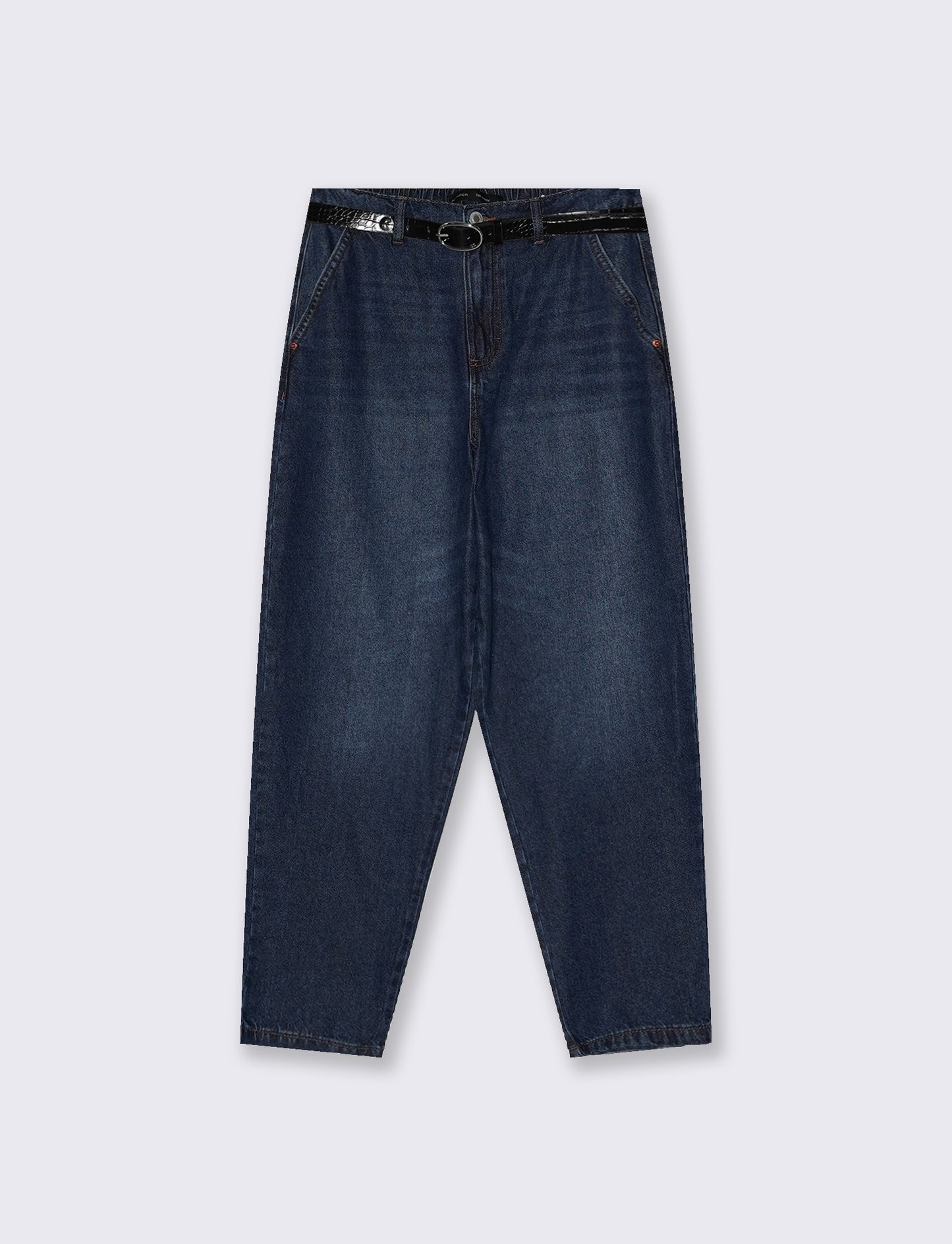 Jeans con cintura e vita arricciata - DENIM SCURO
