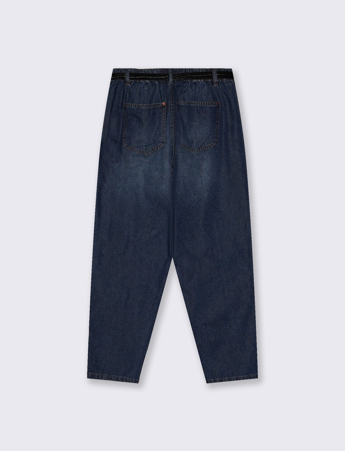 Jeans con cintura e vita arricciata - DENIM SCURO