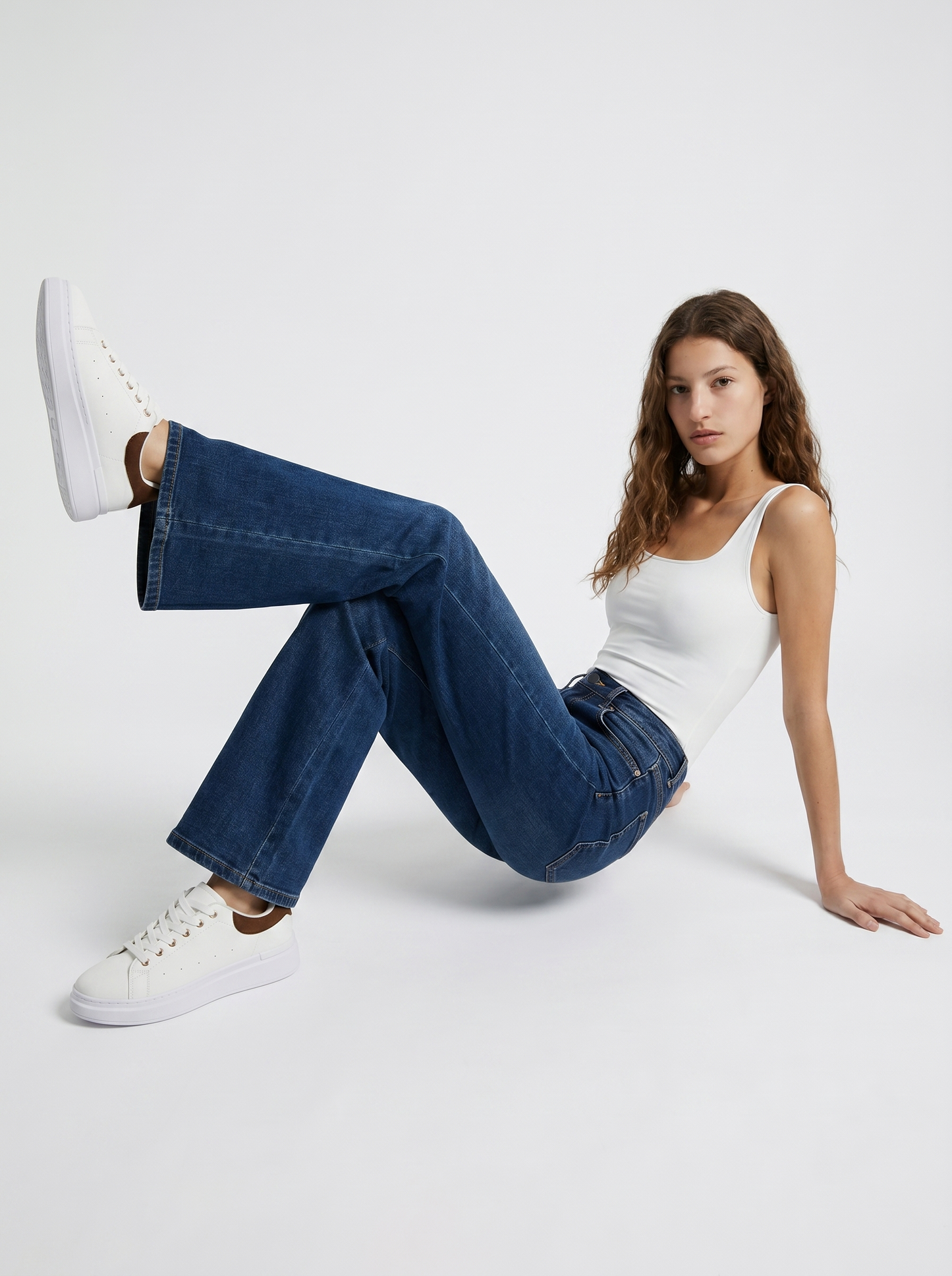 Jeans cropped flare a vita alta cinque tasche - DENIM SCURO