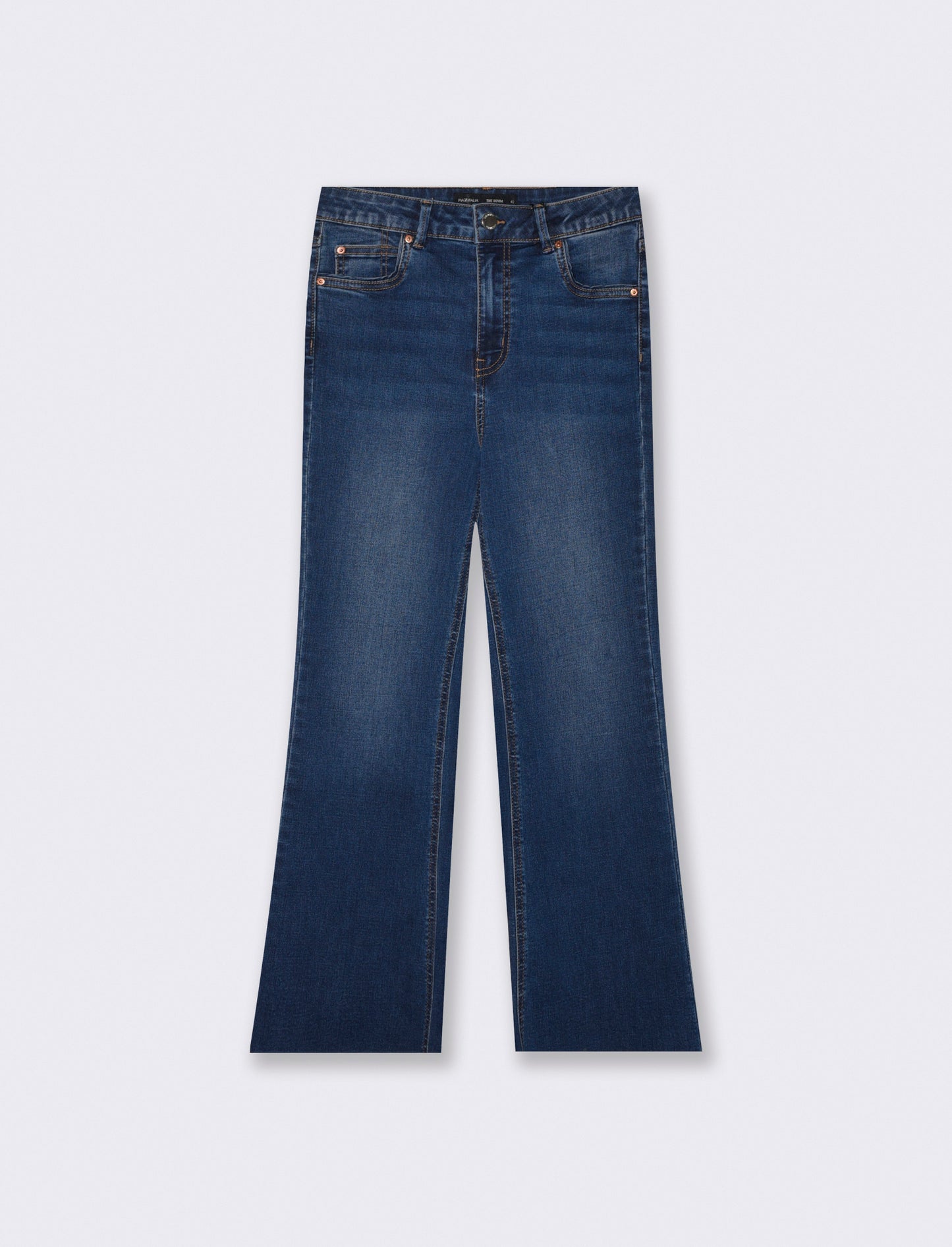 Jeans cropped flare a vita alta cinque tasche - DENIM SCURO