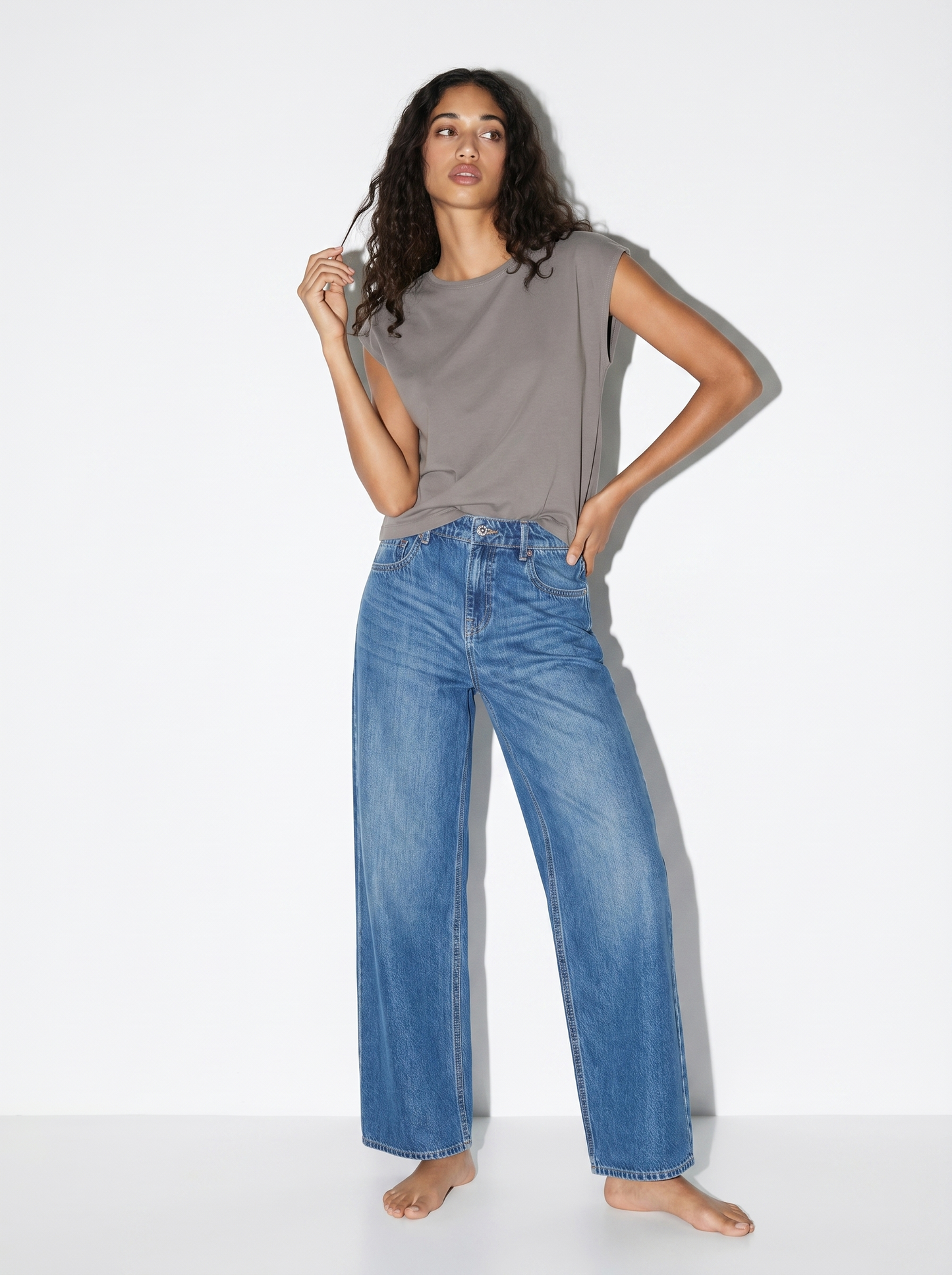 JEANS STRAIGHT LEG a vita bassa 5 tasche - Denim