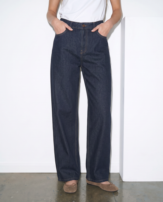 Jeans wide leg a vita alta - DENIM SCURO