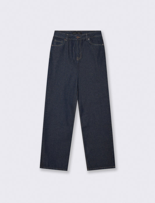 Jeans wide leg a vita alta - DENIM SCURO