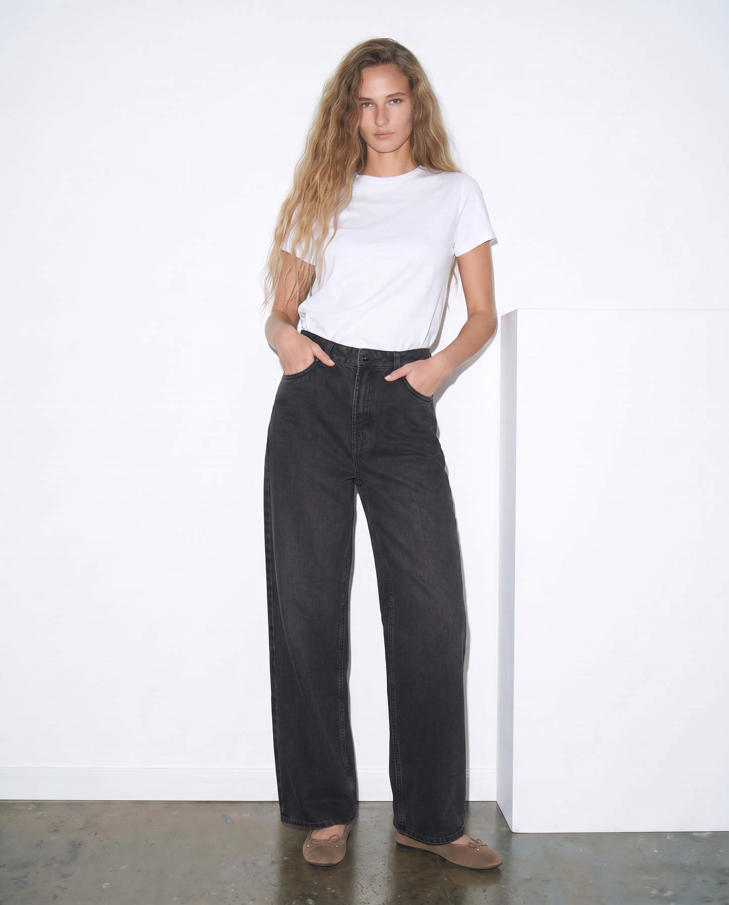 Jeans wide leg a vita alta - Nero