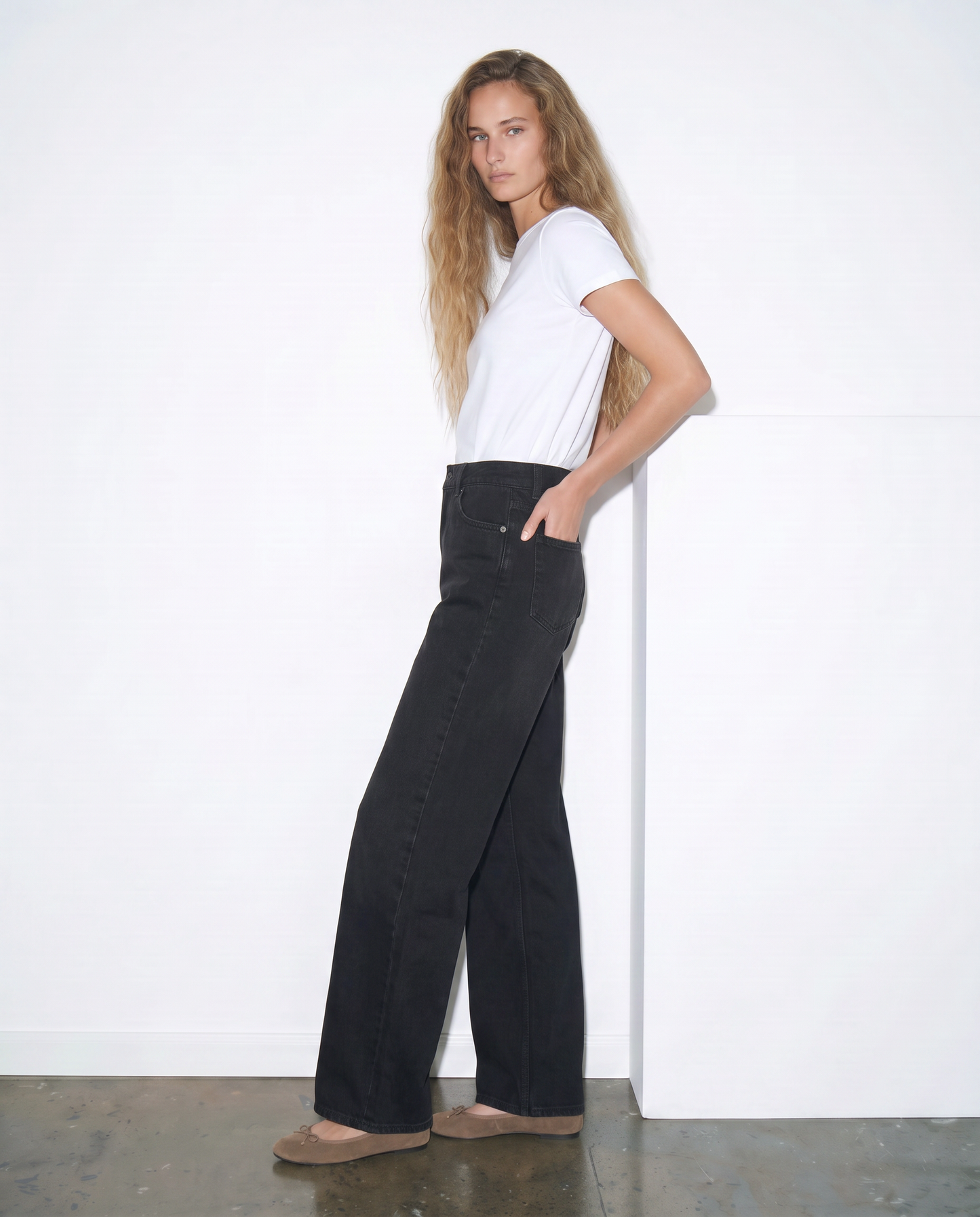Jeans wide leg a vita alta - Nero