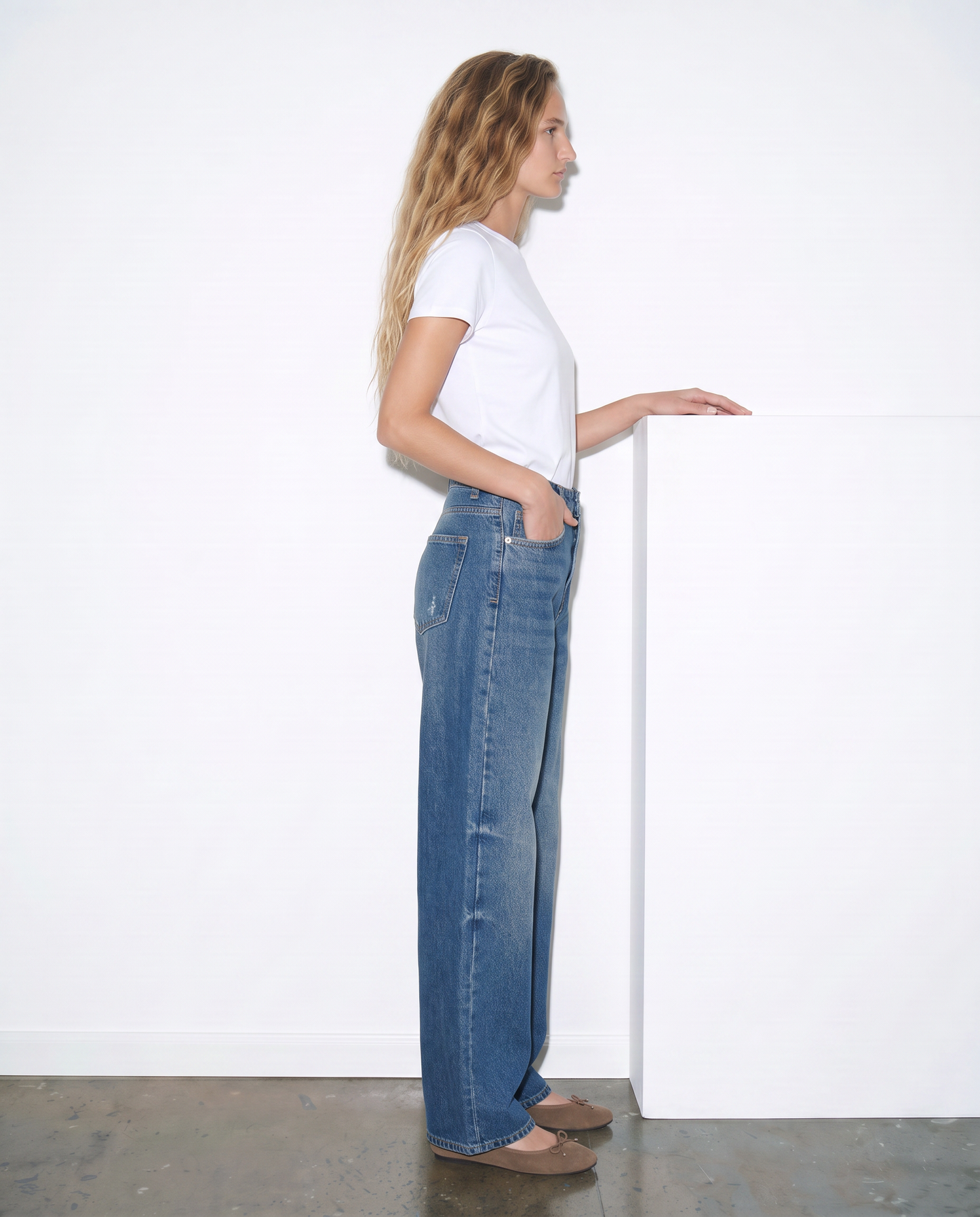 Jeans wide leg a vita alta - Denim
