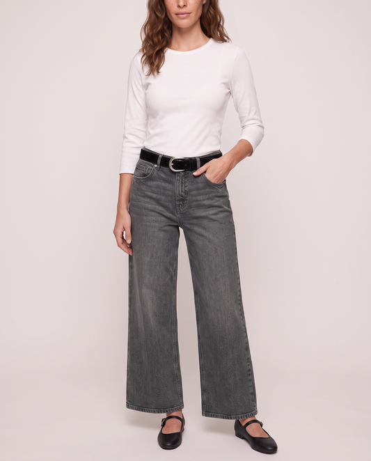 Jeans coulotte wide leg eleganti e versatili - Nero