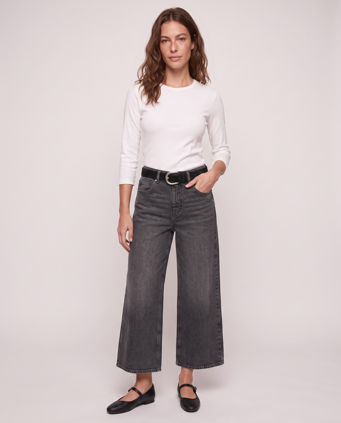 Jeans coulotte wide leg eleganti e versatili - Nero