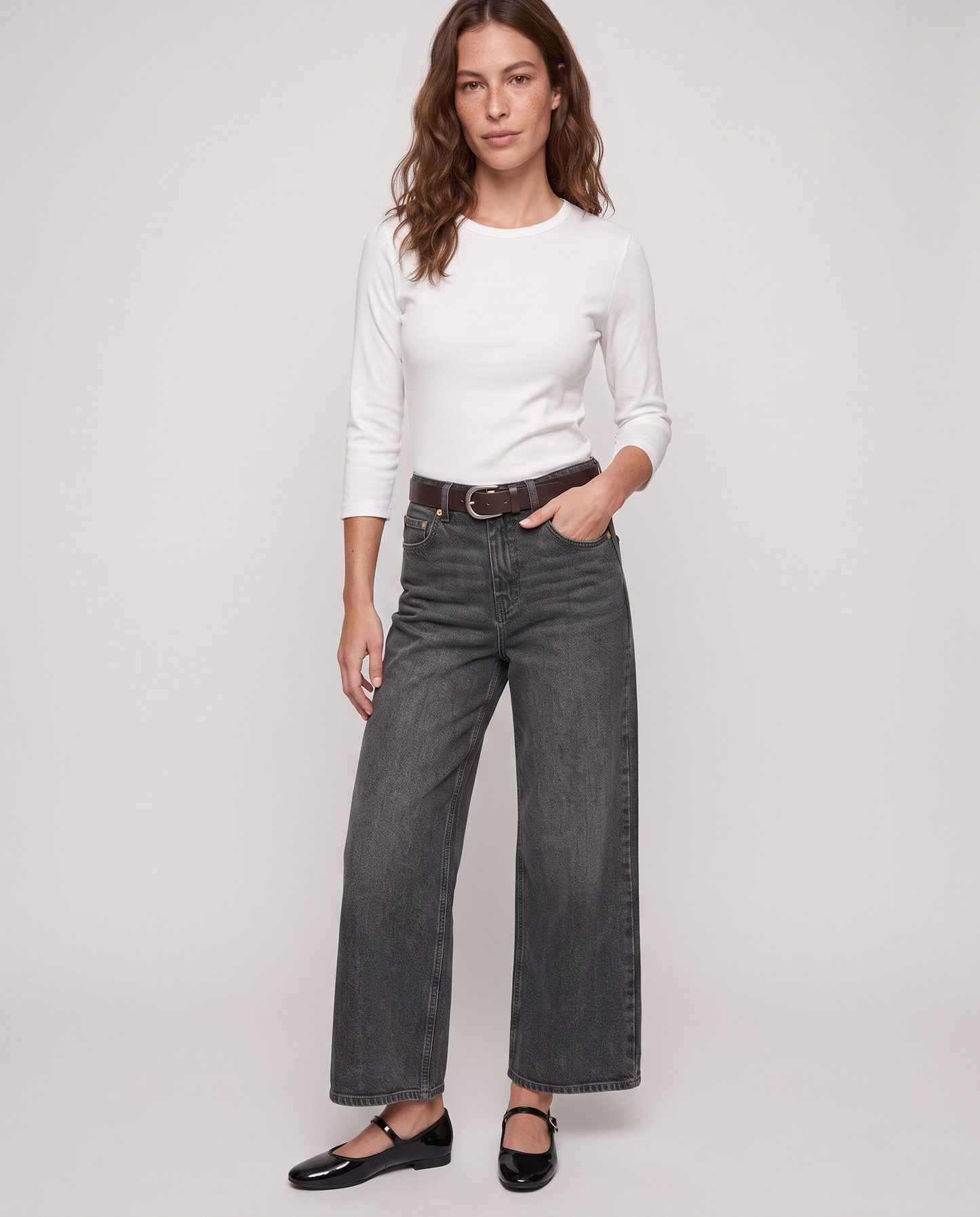 Jeans coulotte wide leg eleganti e versatili - Nero