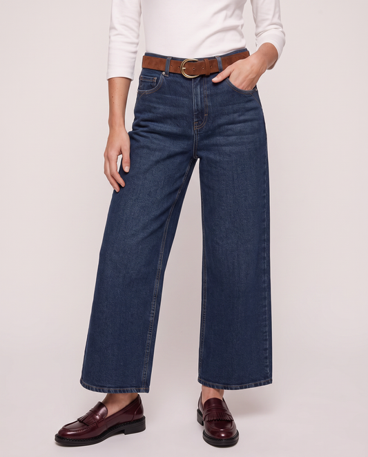 Jeans coulotte wide leg eleganti e versatili - DENIM SCURO