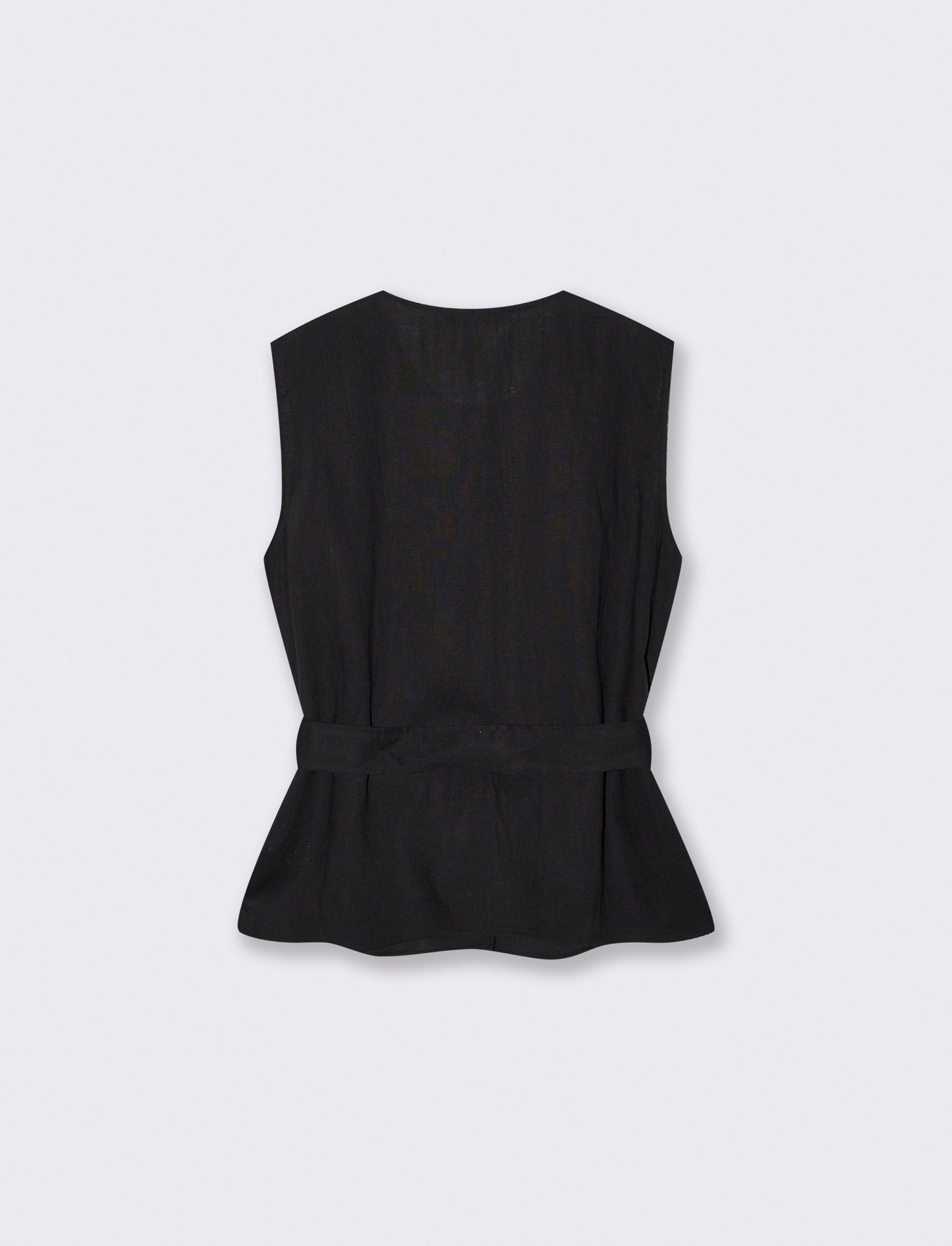 Sleeveless Top with Waist Bow - Black