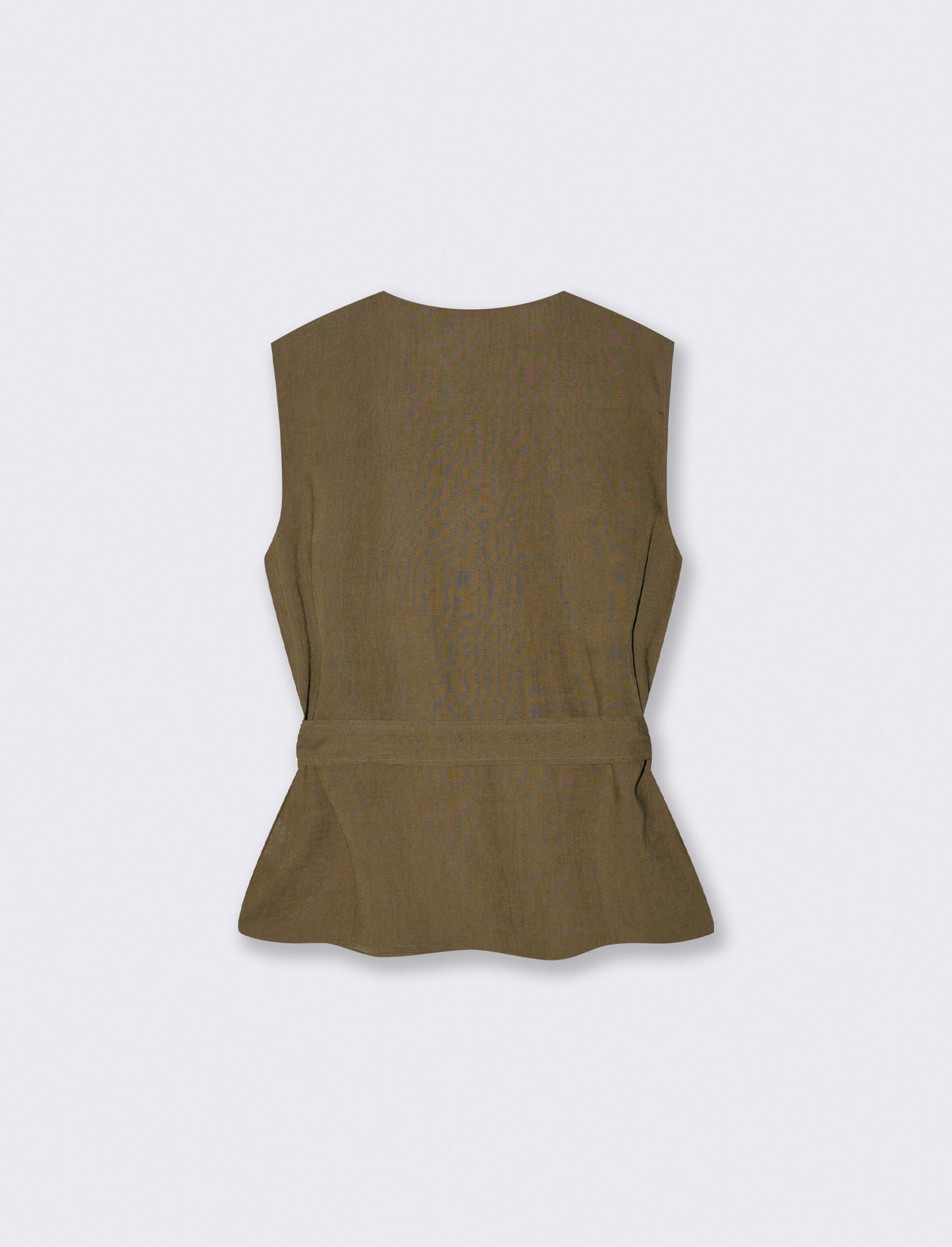 Sleeveless Top with Waist Bow - Green