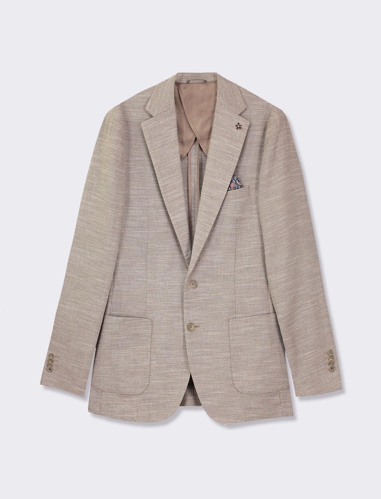 Classic Cotton Slub Formal Fit Blazer with Revers Collar - Grey