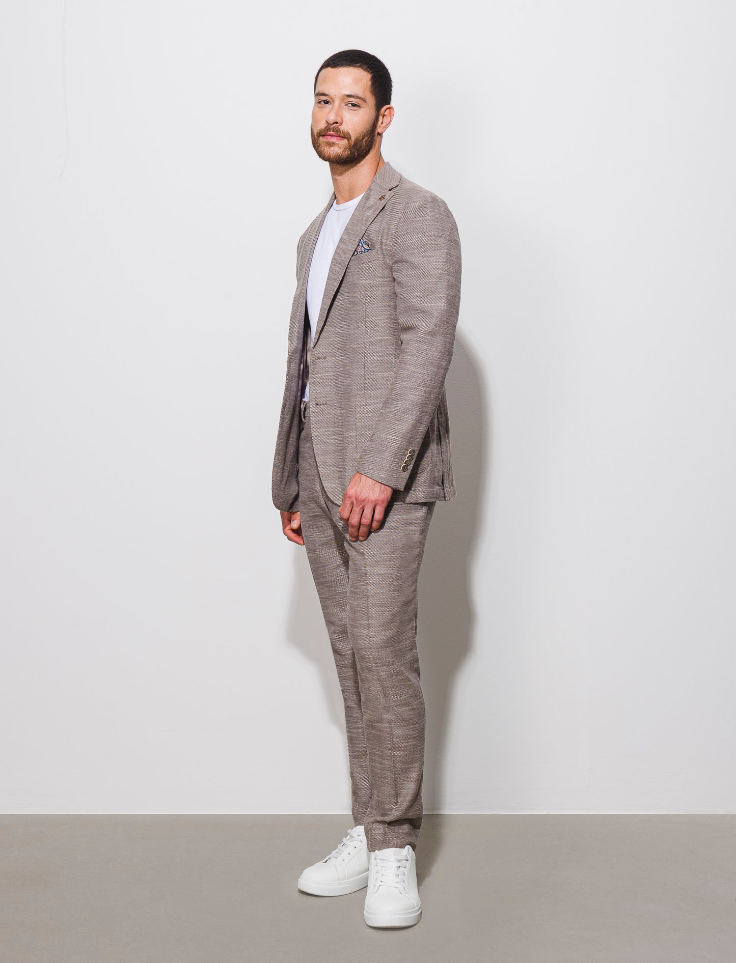 Classic Cotton Slub Formal Fit Blazer with Revers Collar - Grey