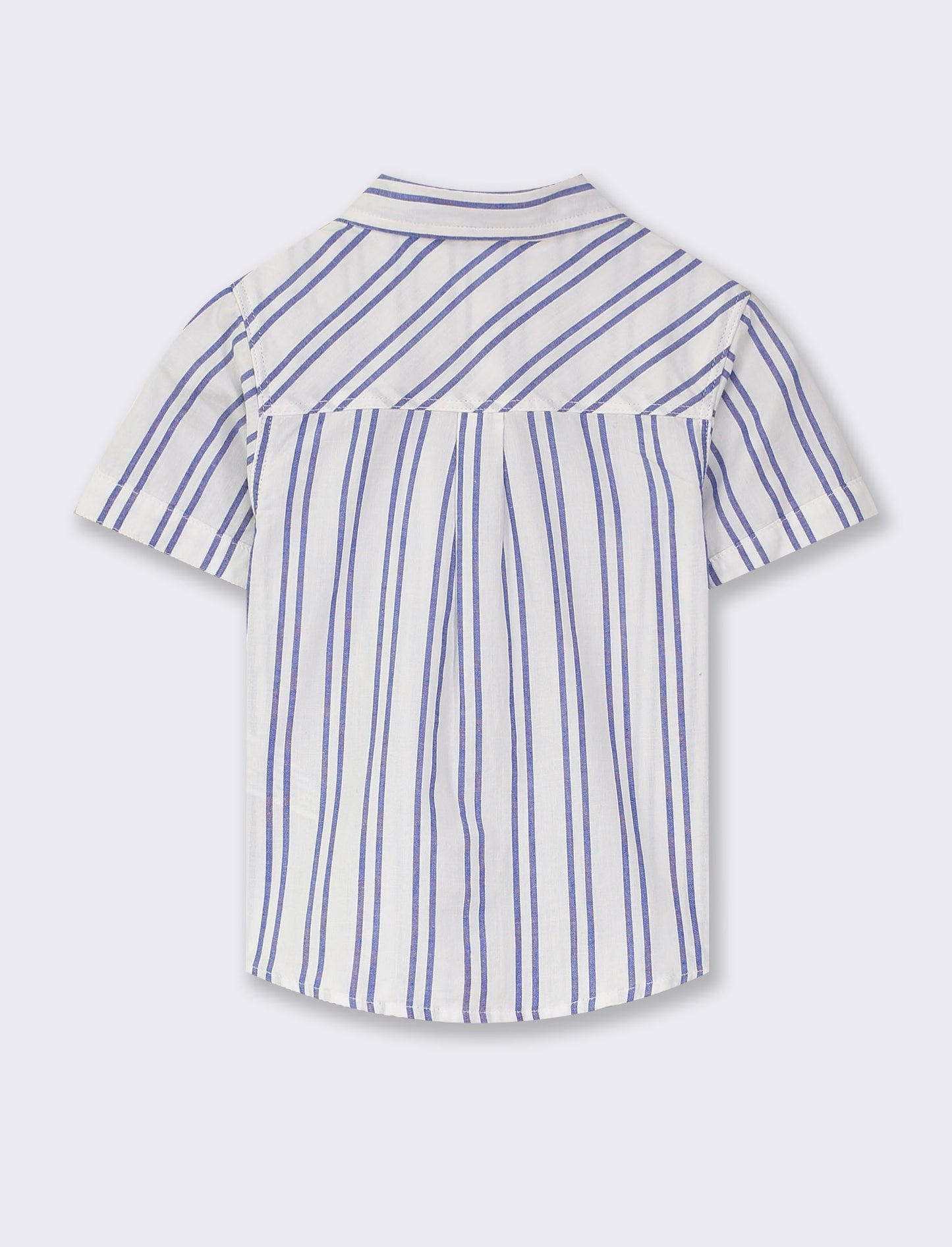 Cotton Shirt with Thread-dyed Pattern, Front Buttoning & Applied Label, 2 Color Variants - White