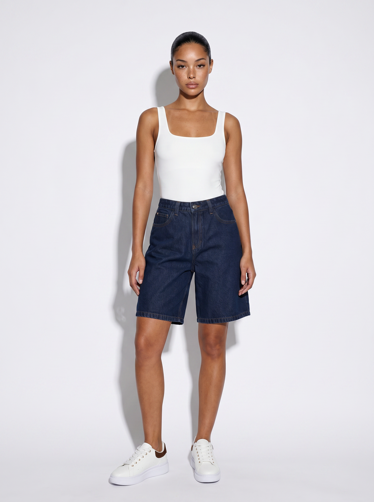 Bermuda baggy low waist 5 tasche - DENIM SCURO