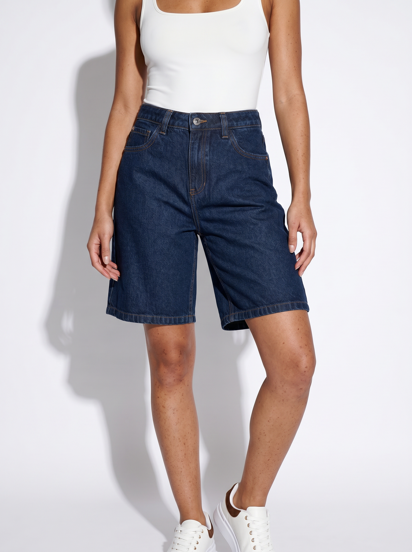 Bermuda baggy low waist 5 tasche - DENIM SCURO