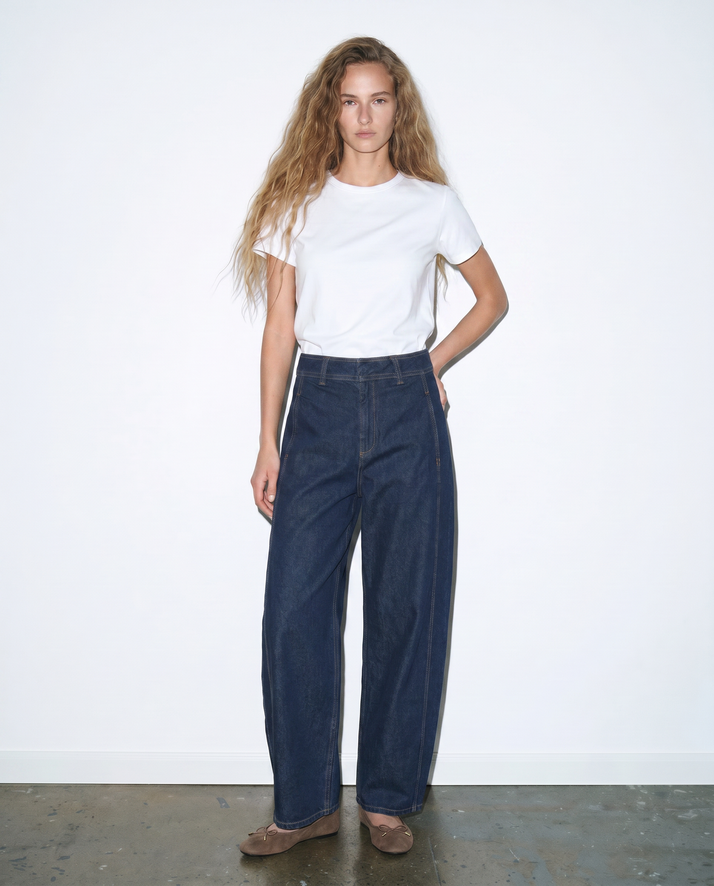 Jeans barrel a vita media alta - DENIM SCURO