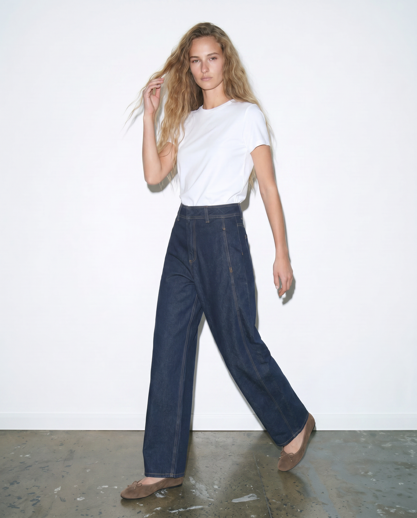 Jeans barrel a vita media alta - DENIM SCURO