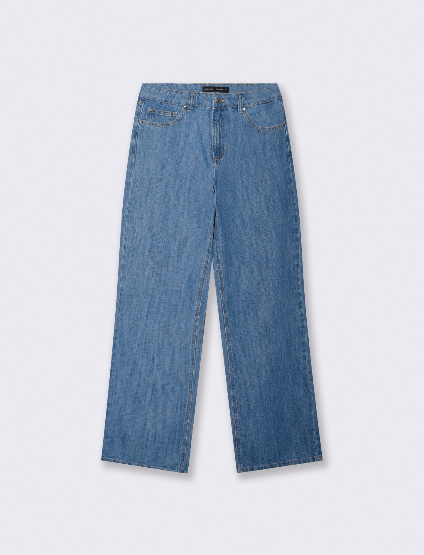Jeans wide leg high waist 5 tasche - Denim