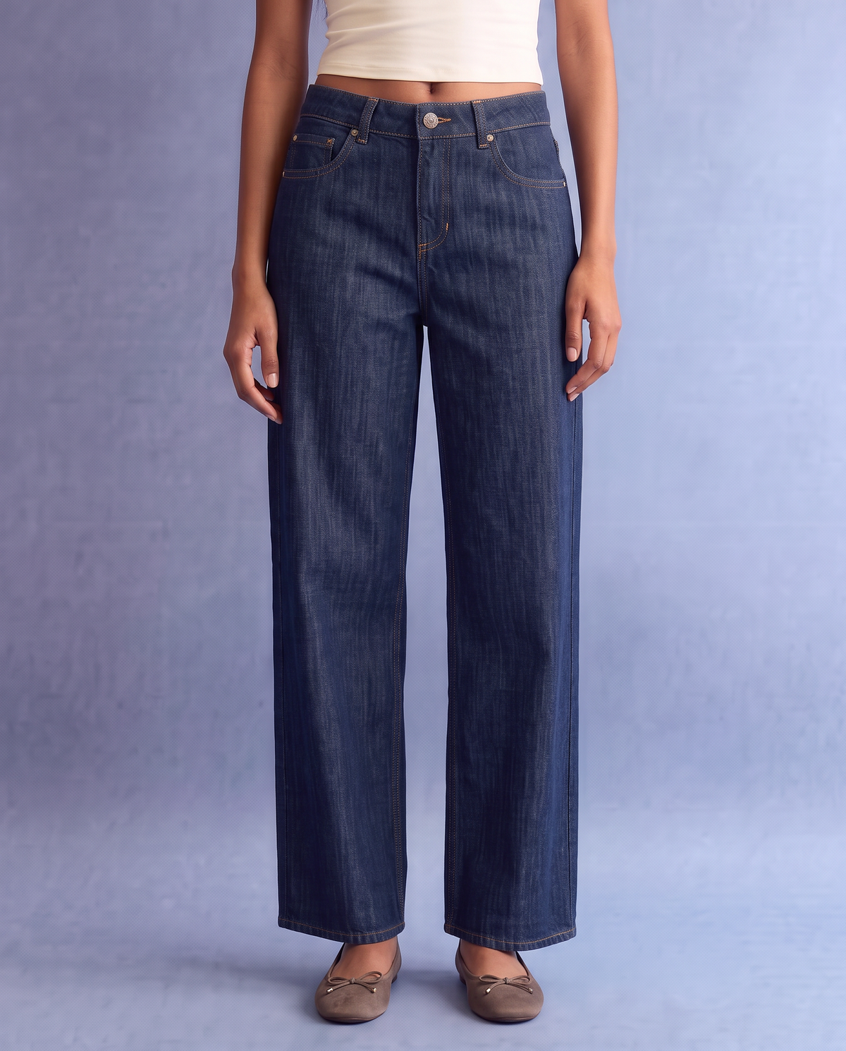 Jeans wide leg high waist 5 tasche - DENIM SCURO