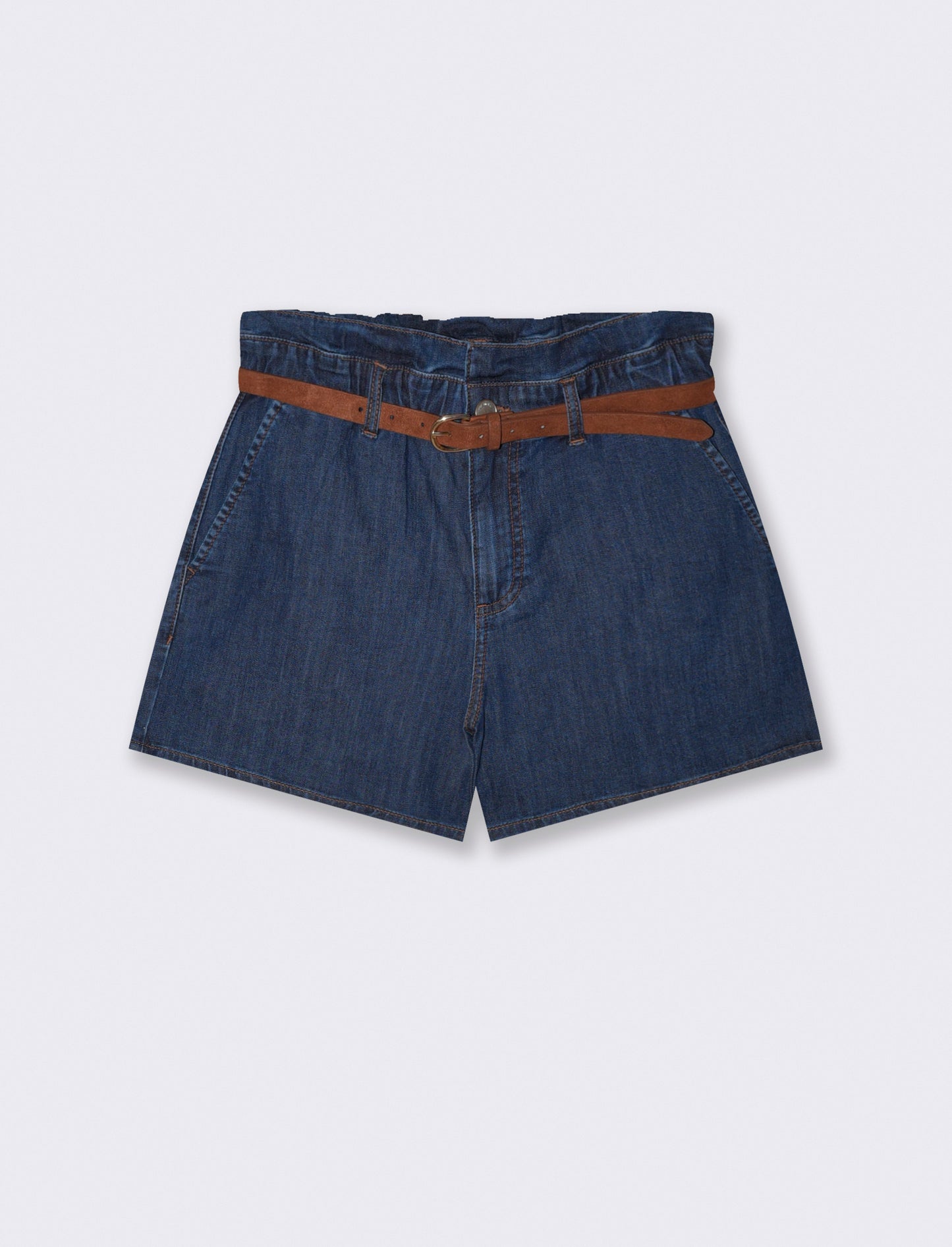 Shorts with ruffles and matching belt - Blue