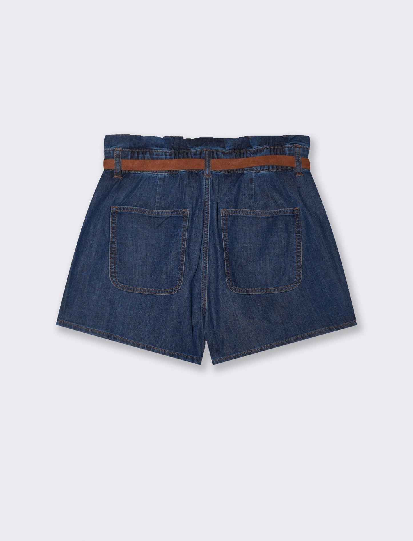 Shorts with ruffles and matching belt - Blue