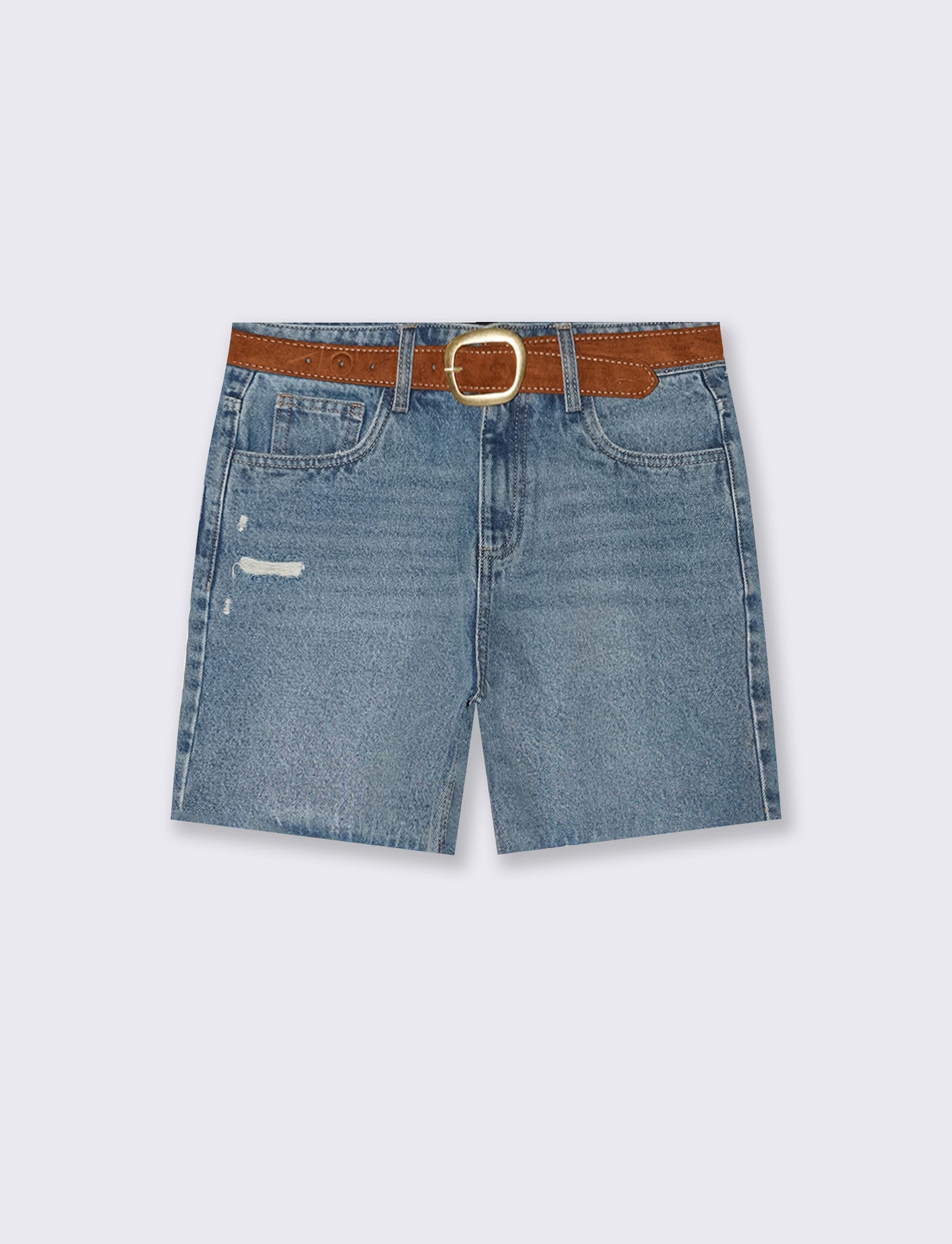 Short in denim con cintura abbinata - Denim