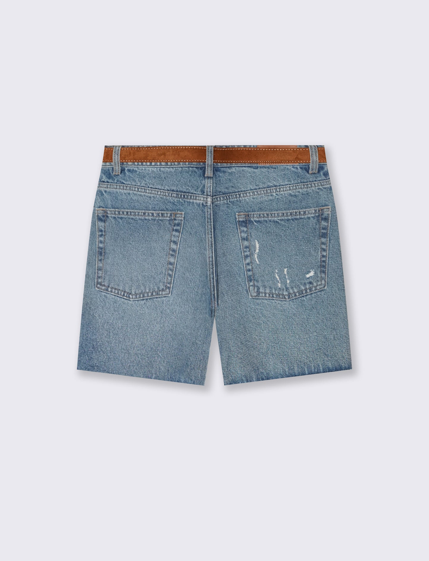 Short in denim con cintura abbinata - Denim