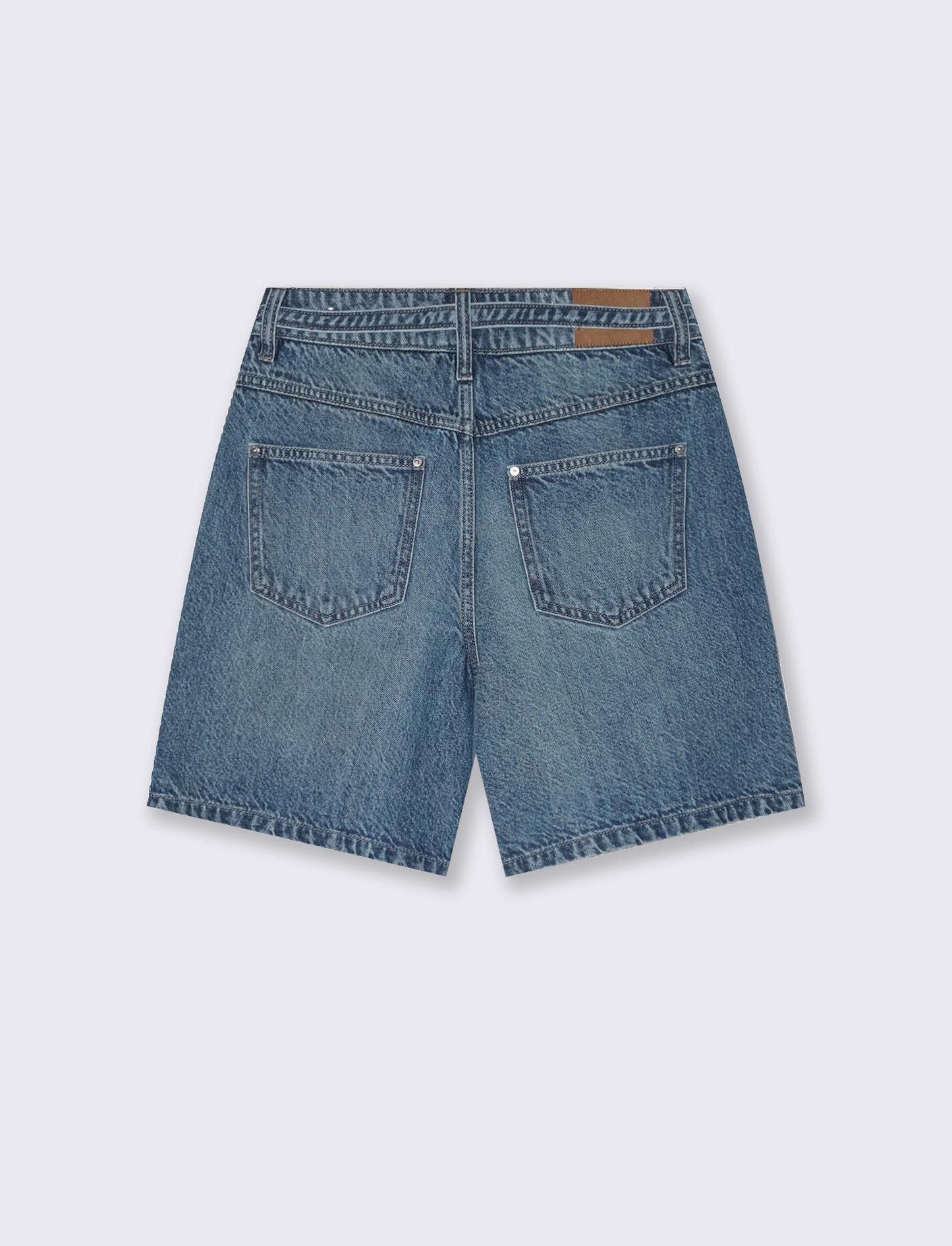 High-waisted denim shorts with 5 pockets - Blue