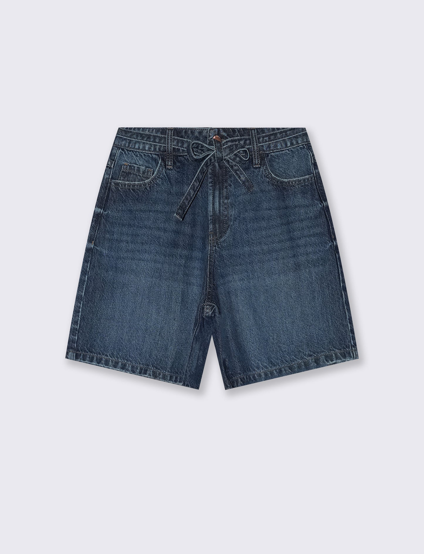 Short in denim vita alta 5 tasche - Denim