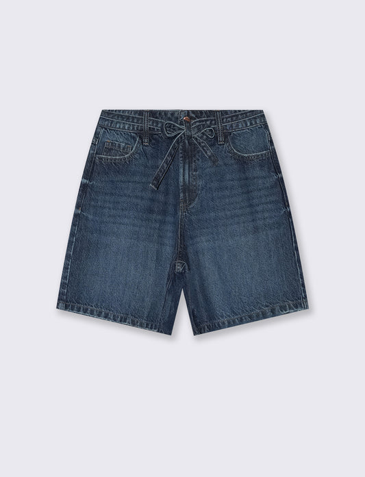Short in denim vita alta 5 tasche - Denim