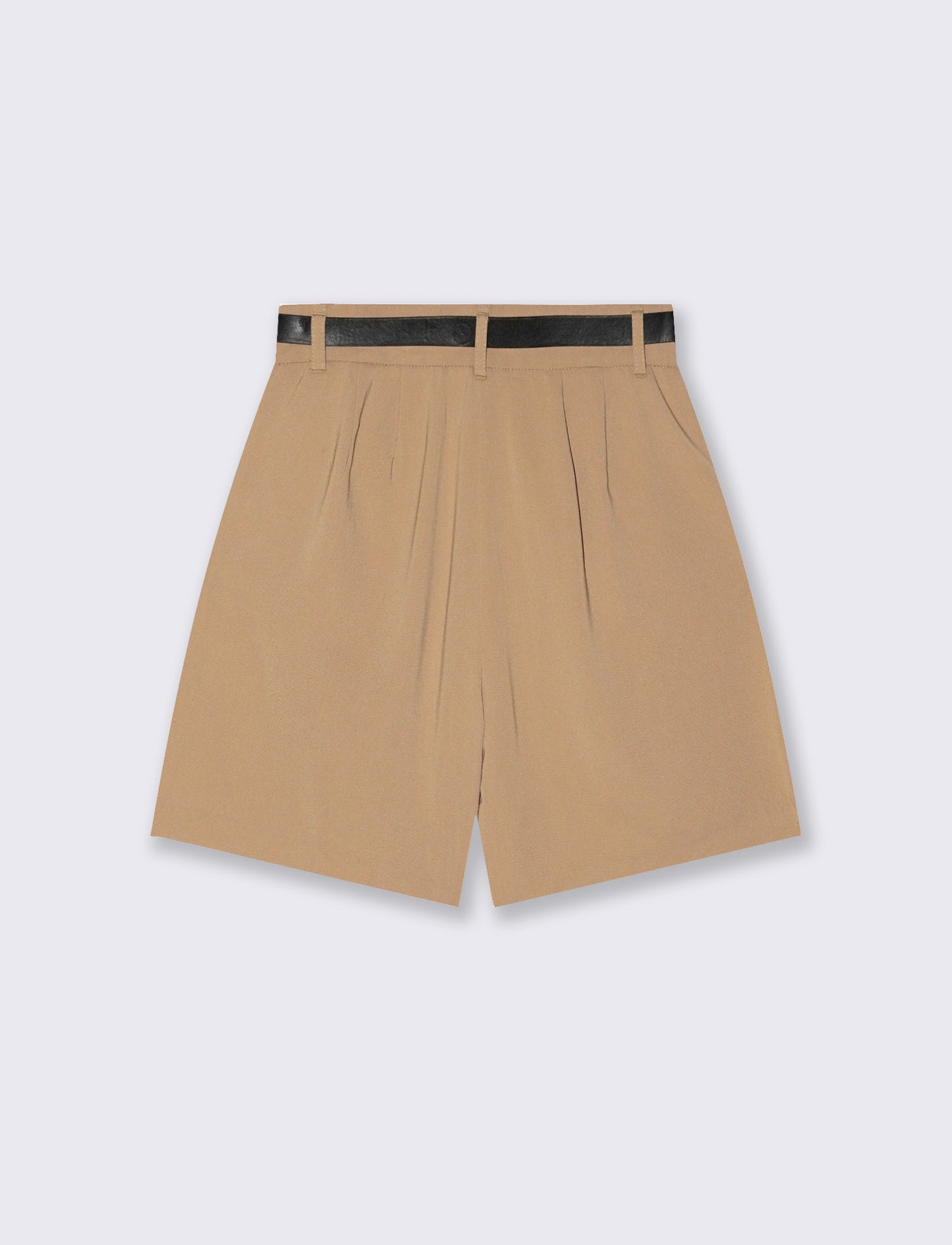 Trendy and Versatile Belted Shorts - BROWN