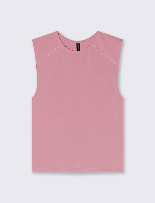 Top Smanicato Aderente Elegante - Rosa
