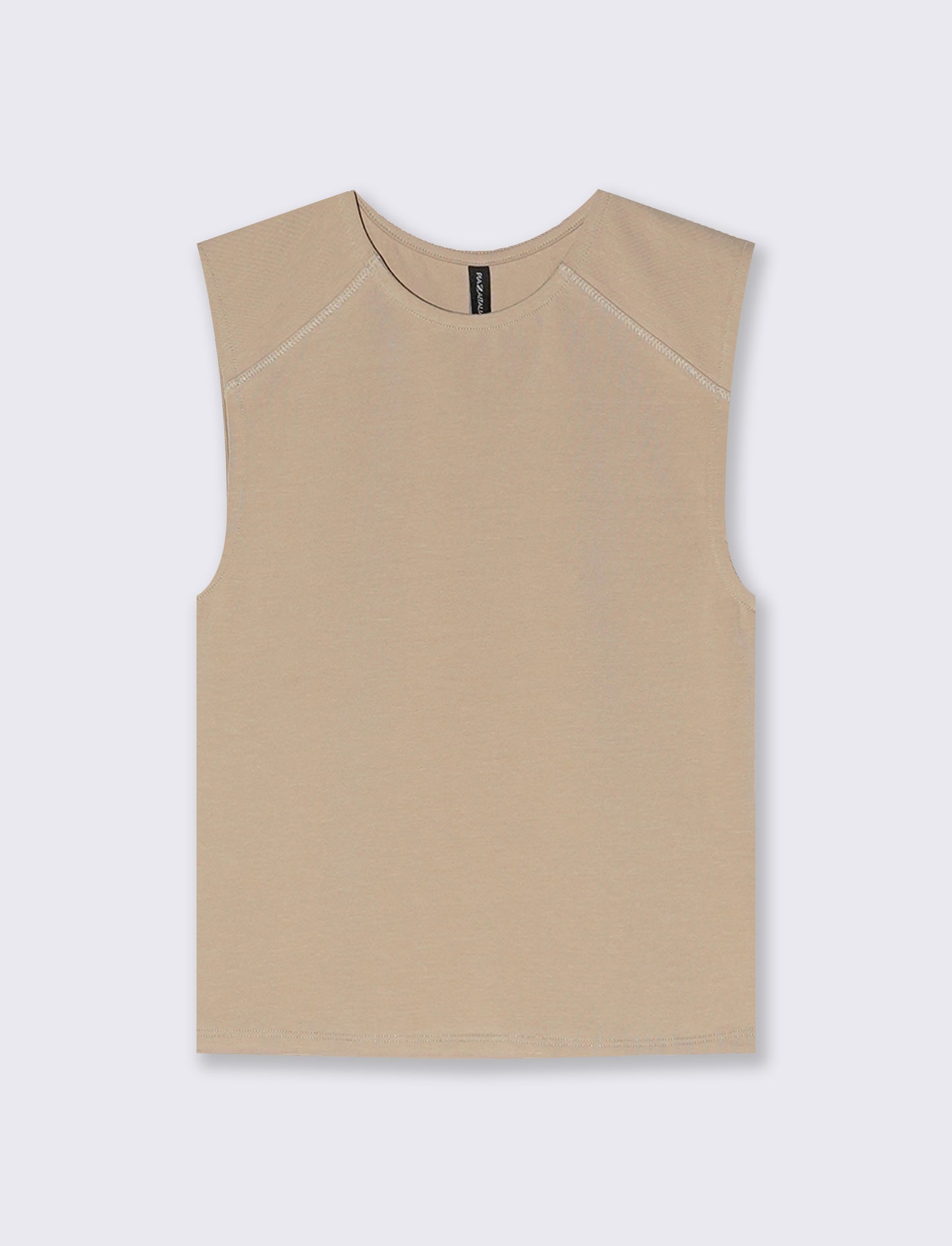 Top Smanicato Aderente Elegante - Beige grano