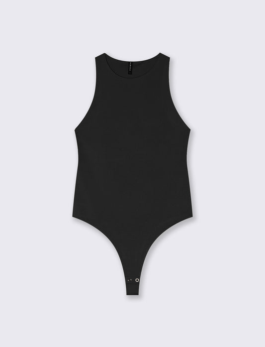 Body giromanica in tessuto elasticizzato - Nero