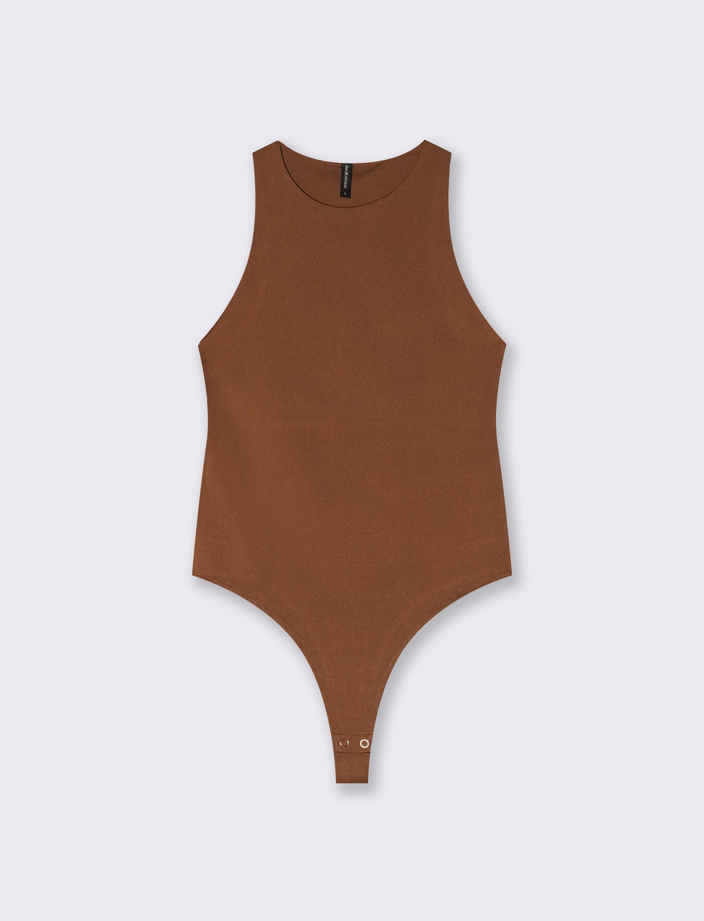 Body giromanica in tessuto elasticizzato - Marrone tabacco