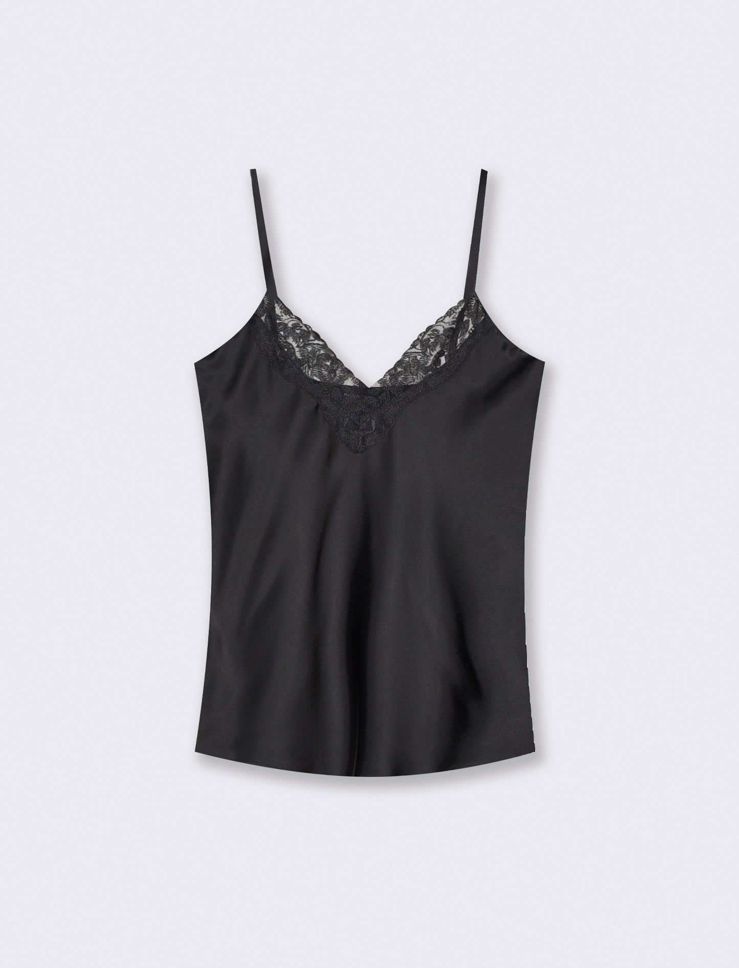 Adjustable strap top with lace - Black