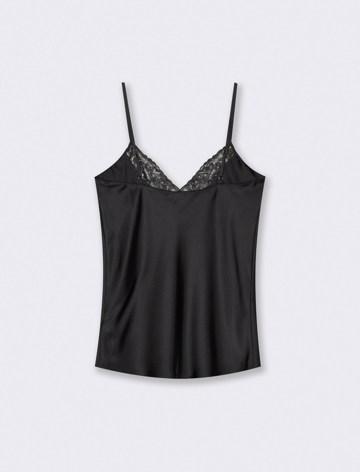 Top con bretelle regolabili e pizzo - Nero