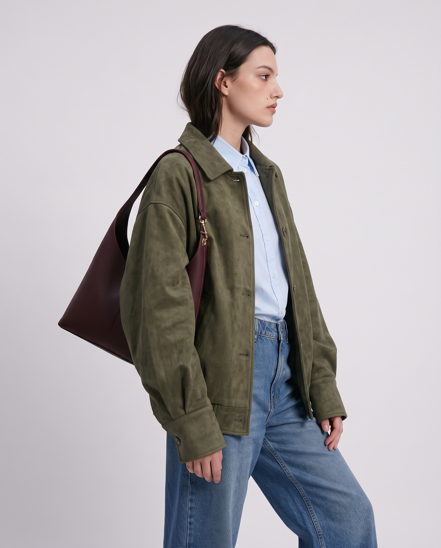 Crop Balloon Effect Jacket - Green