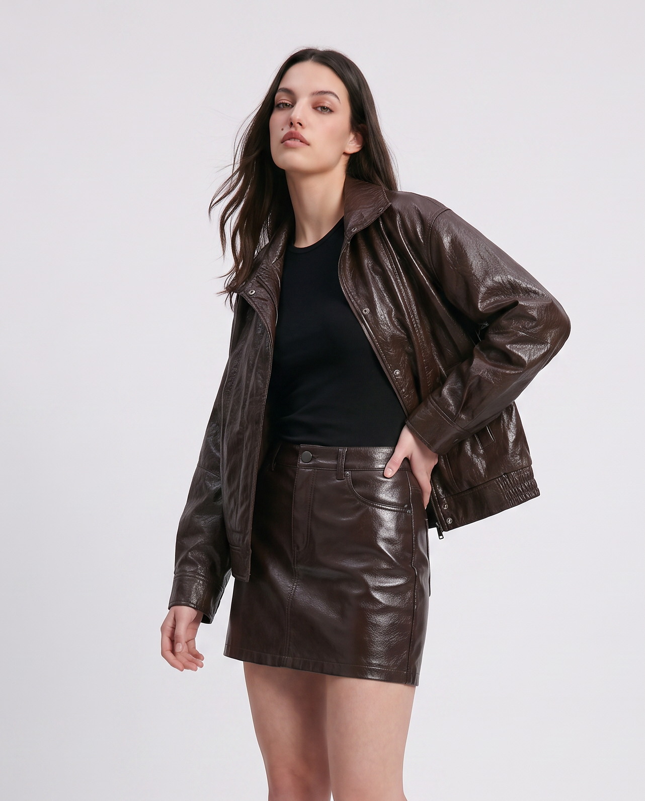 Bomber in ecopelle over per ogni look - Moro