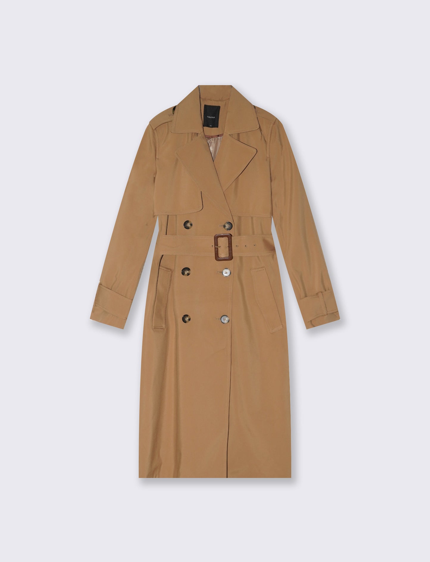Trench lungo con cintura in vita - Cammello