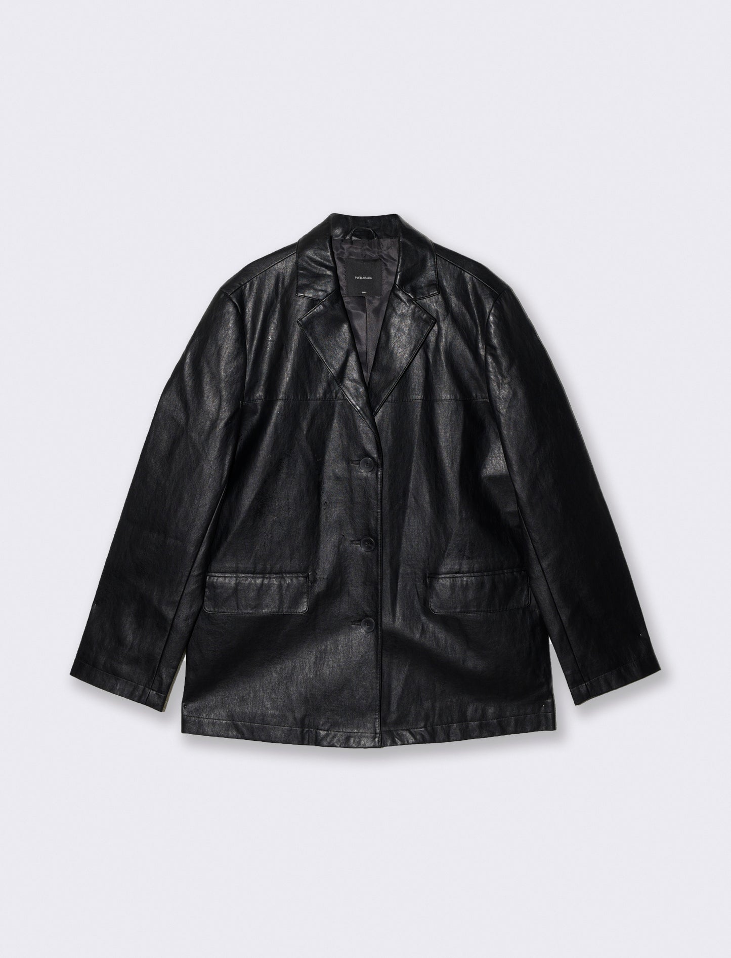 Blazer monopetto in ecopelle over - Nero