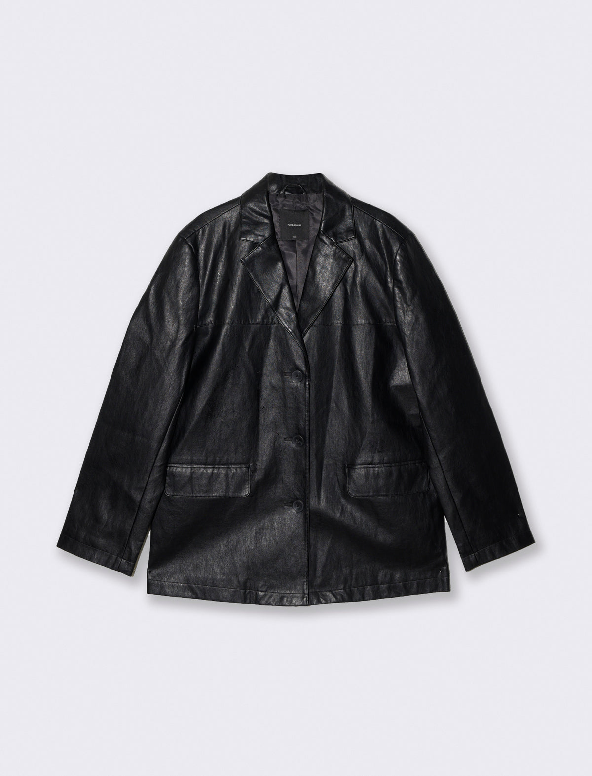 Single-breasted oversized faux leather blazer - Black